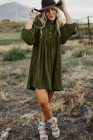 Cassidy Corduroy Lantern Sleeve Dress - Restock Preorder - Please select the colors and sizes you would like ordered and select $5 shipping or free pickup upon checkout