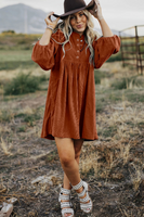 Cassidy Corduroy Lantern Sleeve Dress - Restock Preorder - Please select the colors and sizes you would like ordered and select $5 shipping or free pickup upon checkout